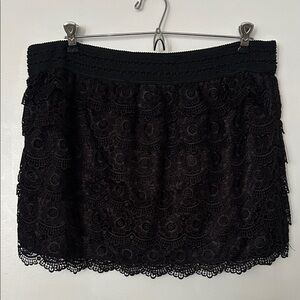 Ruffled Black Lace Mini Skirt
